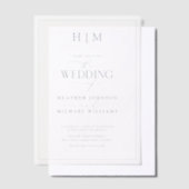 Vellum Formal Dusty Blue Monogram Script Wedding Uitnodigingen (Offset)