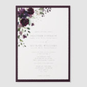 Vellum Formal Plum Paarse Bloemen Waterverf Script Uitnodigingen (Voorkant)