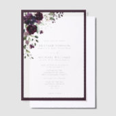 Vellum Formal Plum Paarse Bloemen Waterverf Script Vellum Uitnodigingen (Offset)