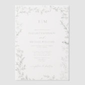 Vellum Leaf Sage Green Elegant Monogram Huwelijk Uitnodigingen (Voorkant)