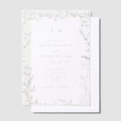 Vellum Leaf Sage Green Elegant Monogram Huwelijk Uitnodigingen (Offset)