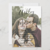 Vellum look Black Handbriefed Photo Wedding Kaart (Voorkant)