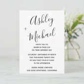 Vellum look Black Handbriefed Photo Wedding Kaart (Staand voorkant)