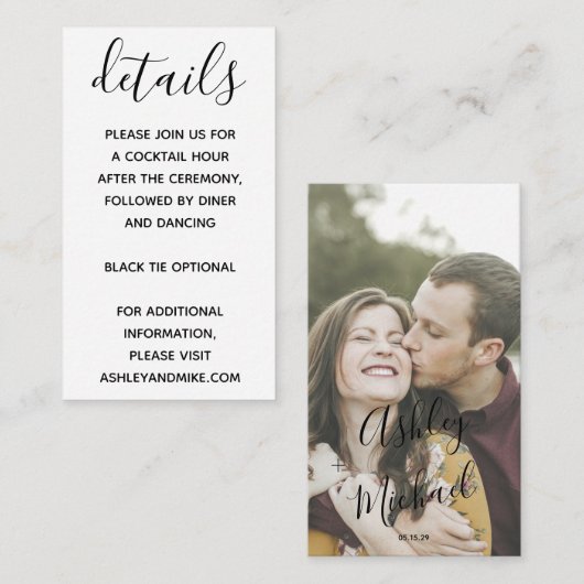 Vellum look Hand Lettered Typografie Foto Informatiekaartje (Voorkant / Achterkant)