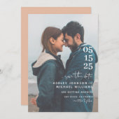 Vellum look Hand Lettered Typografie Foto Save The Date (Voorkant / Achterkant)