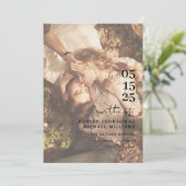 Vellum look Hand Lettered Typografie Foto Save The Date (Staand voorkant)