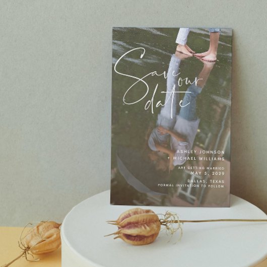 Vellum look Hand Lettered Typografie Foto Save The Date