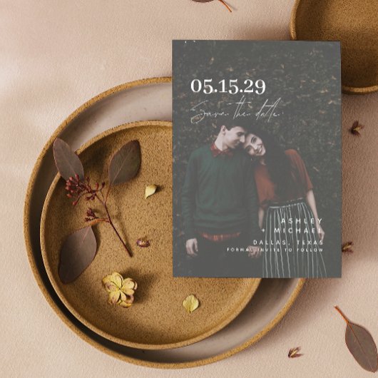 Vellum look Hand Lettered Typografie Foto Save The Date