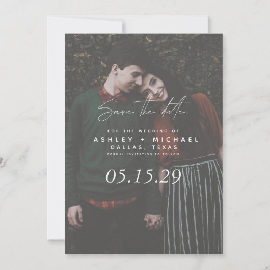 Vellum look Hand Lettered Typografie Foto Save The Date (Voorkant)