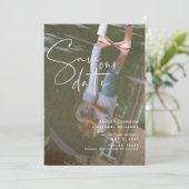 Vellum look Hand Lettered Typografie Foto Save The Date (Staand voorkant)
