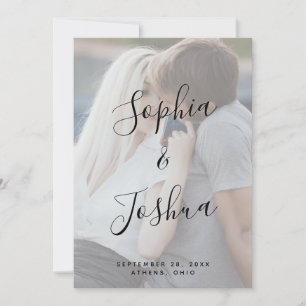 Vellum look Modern Calligraphy Photo Save the Date Kaart