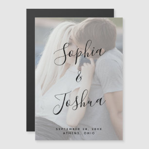 Vellum look Modern Calligraphy Photo Save the Date Magnetische Uitnodiging