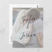 Vellum Look Moderne kalligrafie Foto Bewaar de dat Briefkaart (Voorkant / Achterkant)