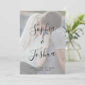 Vellum Look Moderne kalligrafie Foto Bewaar de dat Kaart (Staand voorkant)