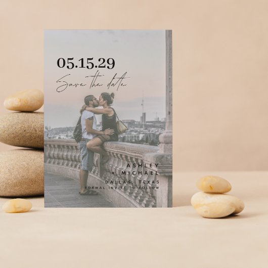 Vellum Look QR Code Typografie Foto Save The Date