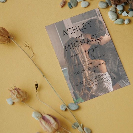 Vellum Overlay 2 Photo Calligraphy Verloving Kaart