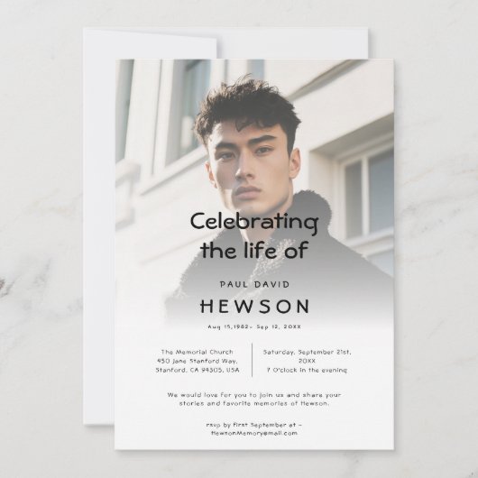 Vellum overlay foto begrafenis herdenkingsfeest kaart (Voorkant)