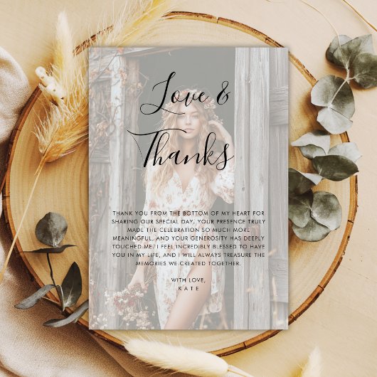 Vellum Overlay Foto Bruiloft & Dankjewel Bruidsfee Bedankkaart