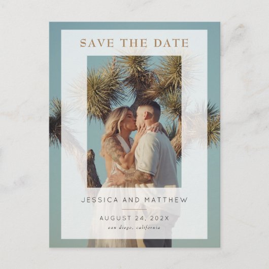 Vellum Overlay Volledige foto Opslaan van de datum Aankondigingskaart (Voorkant)