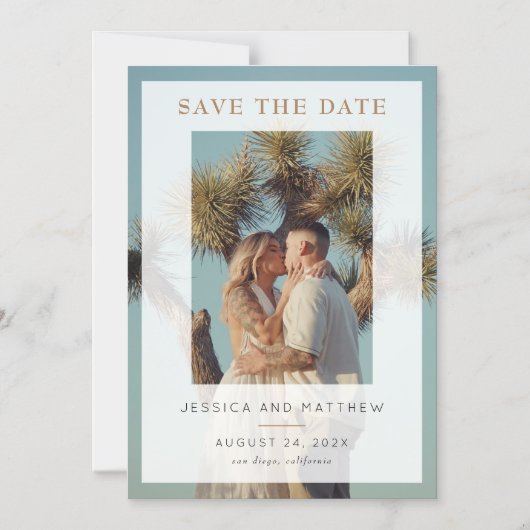 Vellum Overlay Volledige foto Opslaan van de datum Magnetische Uitnodiging (Voorkant)