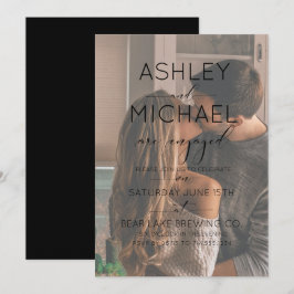 Vellum Overlay Zwart Foto Kalligrafie Verloving Kaart