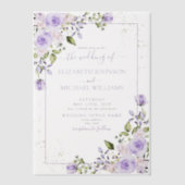 Vellum Rustic Lila Lavendel Gouden Bloemen Huwelij Vellum Uitnodigingen (Voorkant)