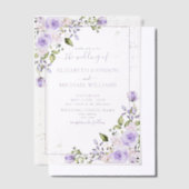 Vellum Rustic Lila Lavendel Gouden Bloemen Huwelij Vellum Uitnodigingen (Offset)