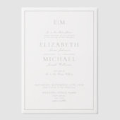 Vellum Sage Green Classic Script Monogram Huwelijk Uitnodigingen (Voorkant)