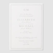 Vellum Sage Green Classic Script Monogram Huwelijk Vellum Uitnodigingen (Voorkant)
