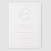 Vellum Sage Green Leafy Crest Monogram Huwelijk Uitnodigingen (Voorkant)