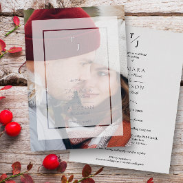 Vellum Transparency Effect Foto Wedding Initialen Folie Uitnodiging
