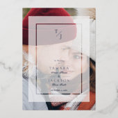 Vellum Transparency Effect Foto Wedding Initialen Folie Uitnodiging (Voorkant)