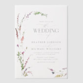 Vellum Trendy Elegant Wildflower Bloemen Huwelijk Vellum Uitnodigingen (Voorkant)