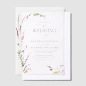 Vellum Trendy Elegant Wildflower Bloemen Huwelijk Vellum Uitnodigingen (Offset)