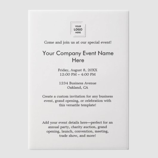 Vellum Zakelijk Event Branding Design Uitnodigingen (Voorkant)