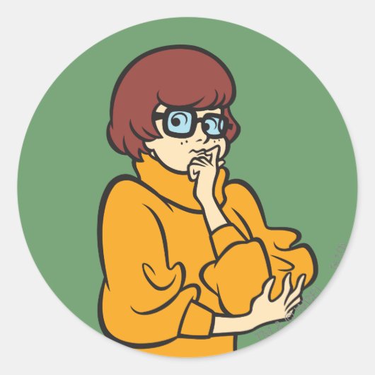 Velma Thinking Ronde Sticker (Voorkant)