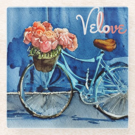 Velo Love Cycling Glazen Onderzetter (Voorkant)