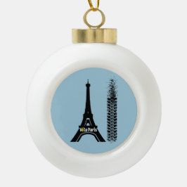 Velo Paris Bike Eiffel Tower Keramische Bal Ornament