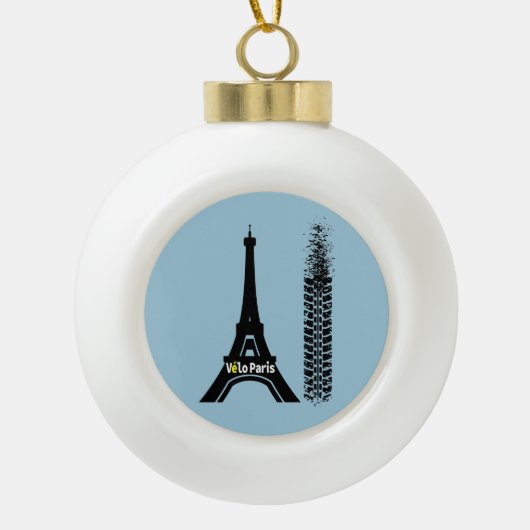 Velo Paris Bike Eiffel Tower Keramische Bal Ornament (Voorkant)