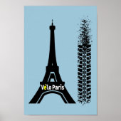 Velo Paris Bike Eiffel Tower Poster (Voorkant)