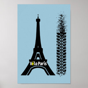 Velo Paris Bike Eiffel Tower Poster