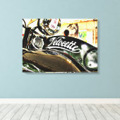 Velocette M-serie vintage motorfiets Canvas Afdruk (Insitu (Houten vloer))