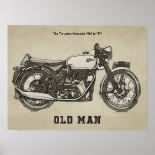  Velocette Thruxton motorfiets Tekening Poster