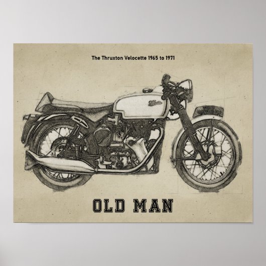  Velocette Thruxton motorfiets Tekening Poster (Voorkant)