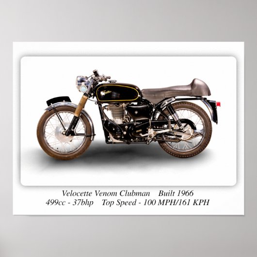 Velocette Venom Clubman 1966 motorfiets - A3 Poster (Voorkant)