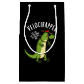 Veloci-rapper Funny Dinosaur Pun Dark BG Klein Cadeauzakje (Voorkant)