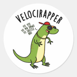 Veloci-rapper Funny Dinosaur Pun Ronde Sticker