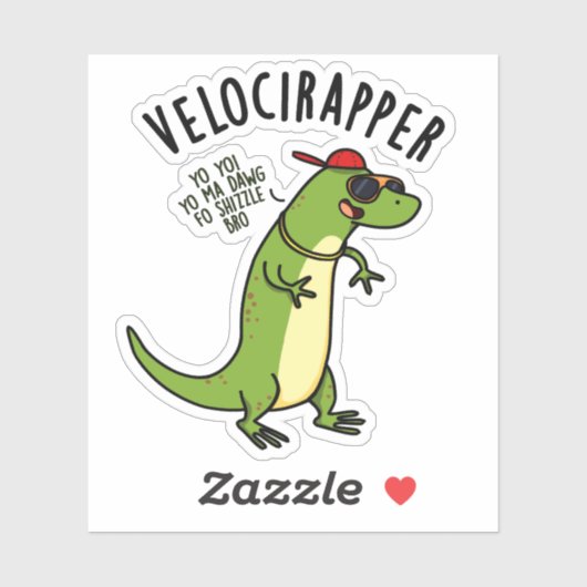 Veloci-rapper Funny Dinosaur Pun Sticker (Vel)