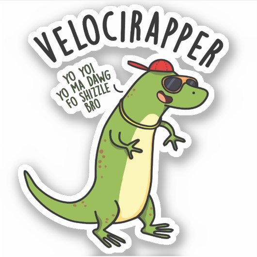 Veloci-rapper Funny Dinosaur Pun Sticker (Voorkant)