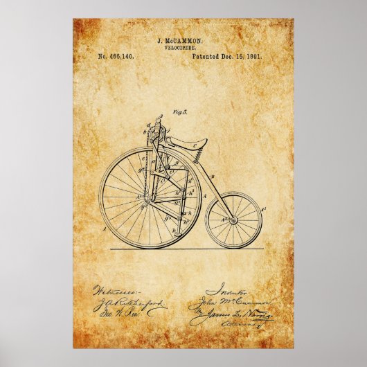 Velocipede Blueprint Poster (Voorkant)